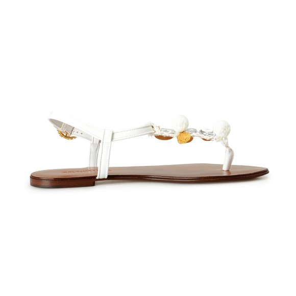 Dolce & Gabbana Women's White Patent Leather Flat Sandals Shoes US 7.5 IT 37.5 - Picture 4 of 8